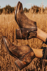 Zipper Low Heel All Season Booties